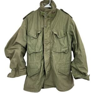 VTG 70’s US Army‎ Cold Weather OG-107 Field Coat Jacket Hood Green Mens Medium